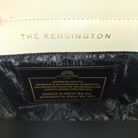 Kurt Geiger Cream and Peach Striped Two- Way Shoulder/Crossbody Bag - Picture 10 of 14